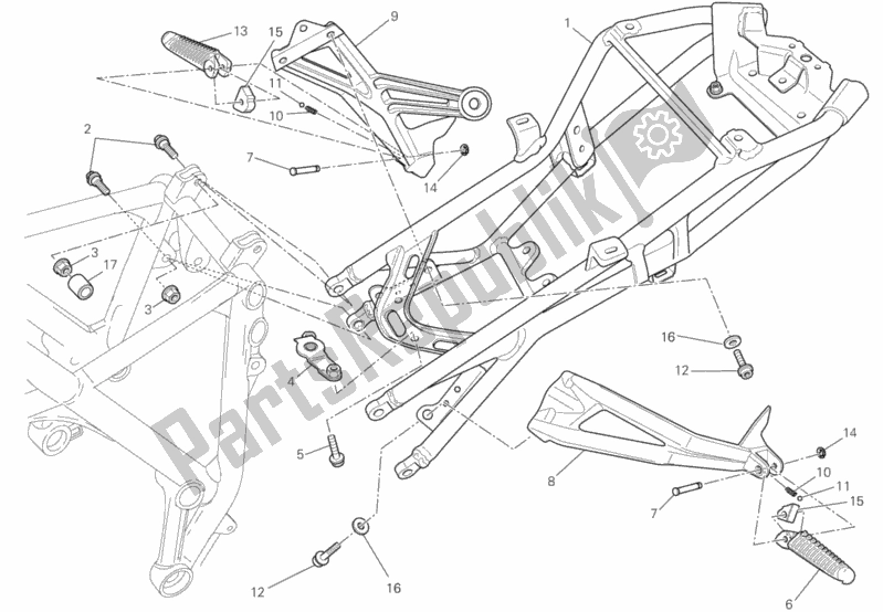Alle onderdelen voor de Achterframe van de Ducati Streetfighter S USA 1100 2013